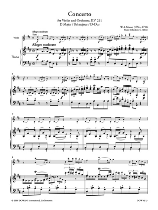Concerto Violon ré majeur KV 211 - MOZART - Partition - Violon